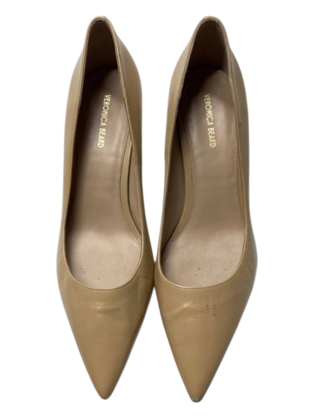 Veronica Beard Rita Leather Beige Pump Size 9